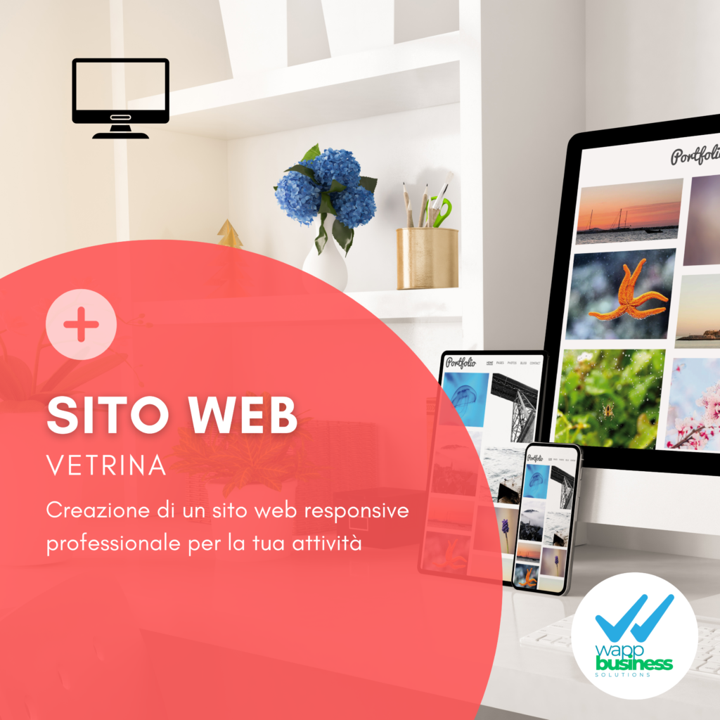 Servizio di creazione di siti web vetrina professionali e responsive per aziende.