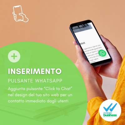Servizio di inserimento del pulsante WhatsApp "Click to Chat" su un sito web.